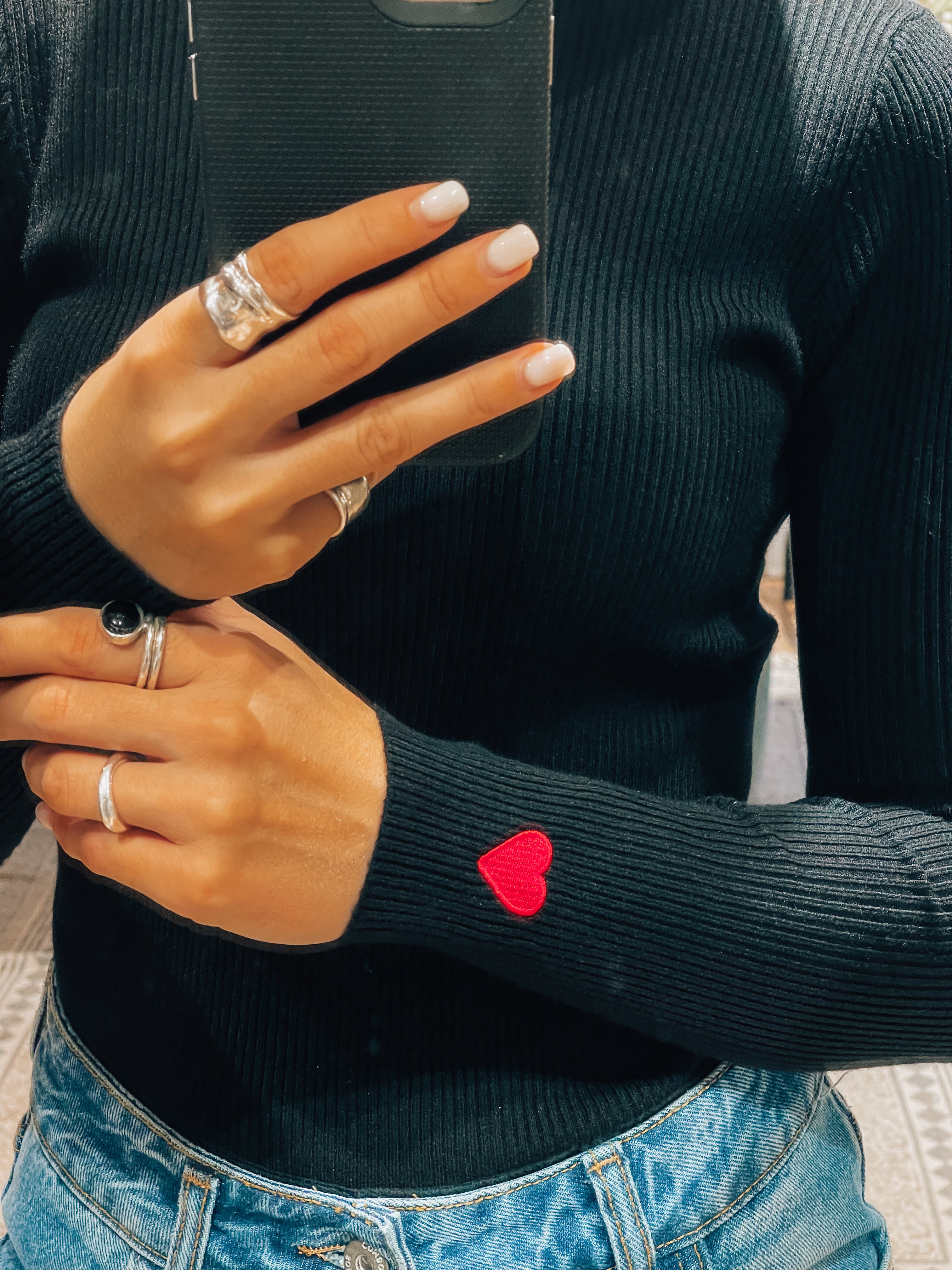 Alina Knit Rib Turtleneck- Black