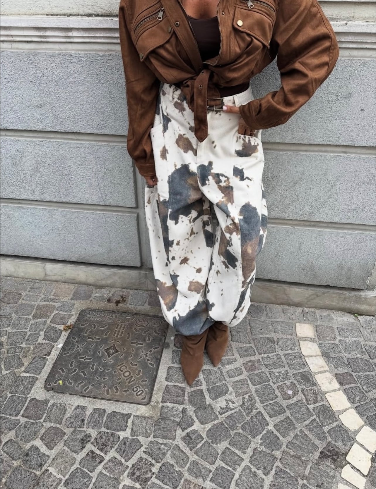 Maya Soft Denim Cow Print