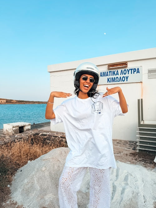 Unisex oversized T-shirt ‘αιγαίο’ λευκό