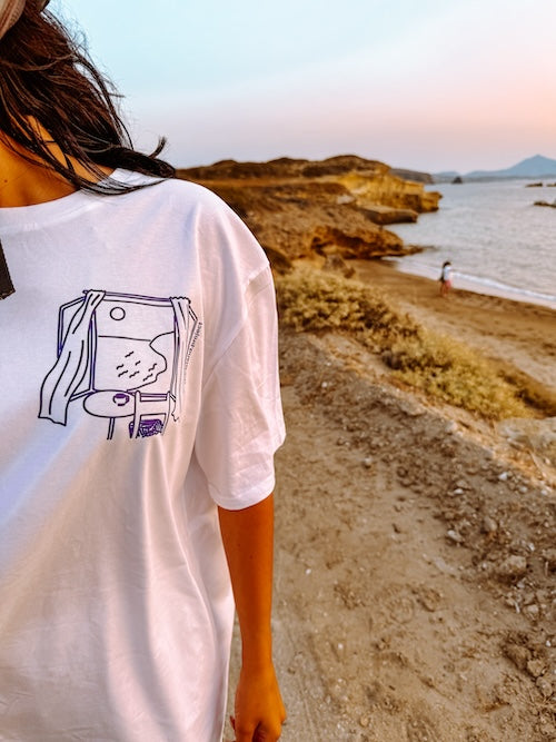 Unisex oversized T-shirt ‘αιγαίο’ λευκό