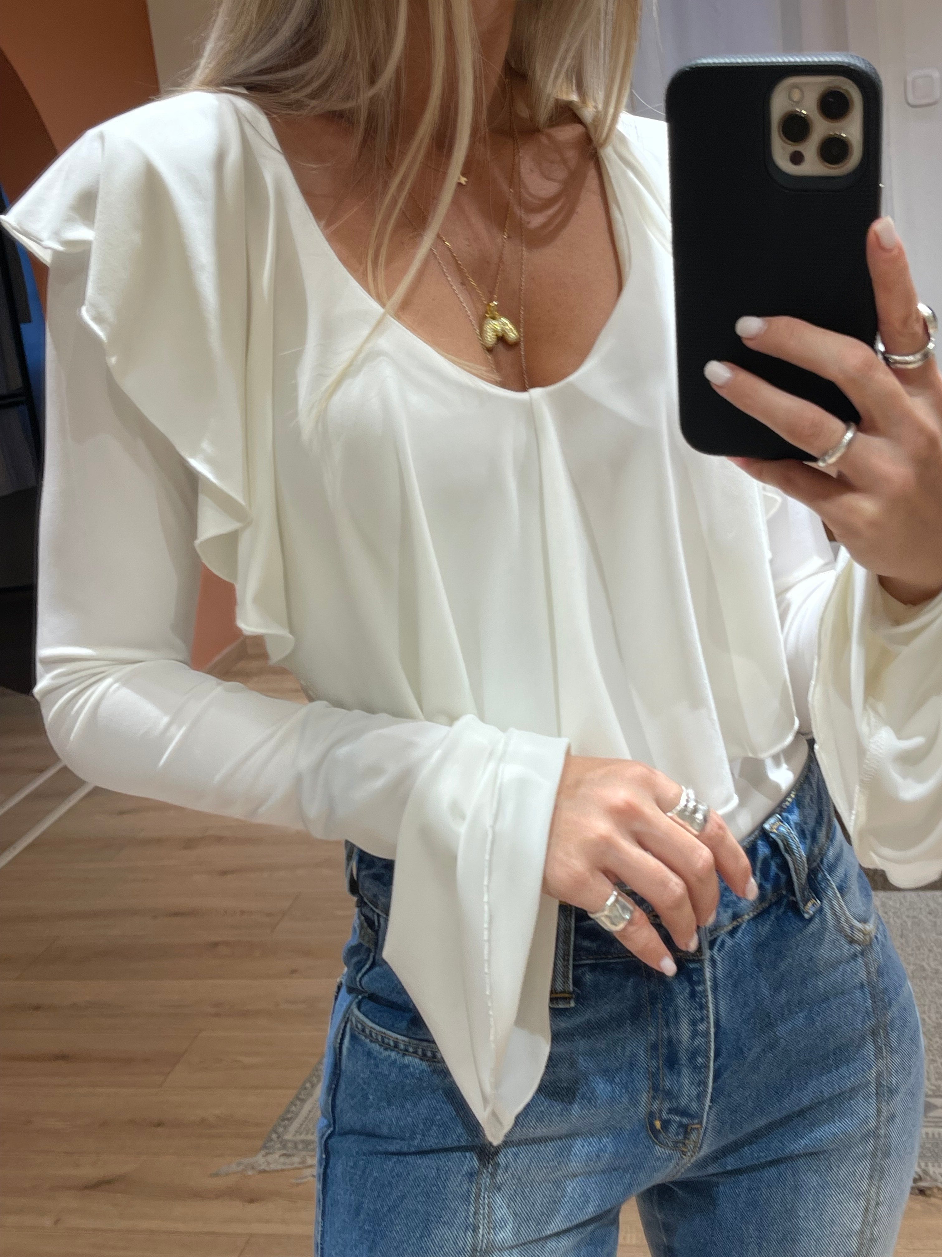 Bodysuit Ruffles Ecru