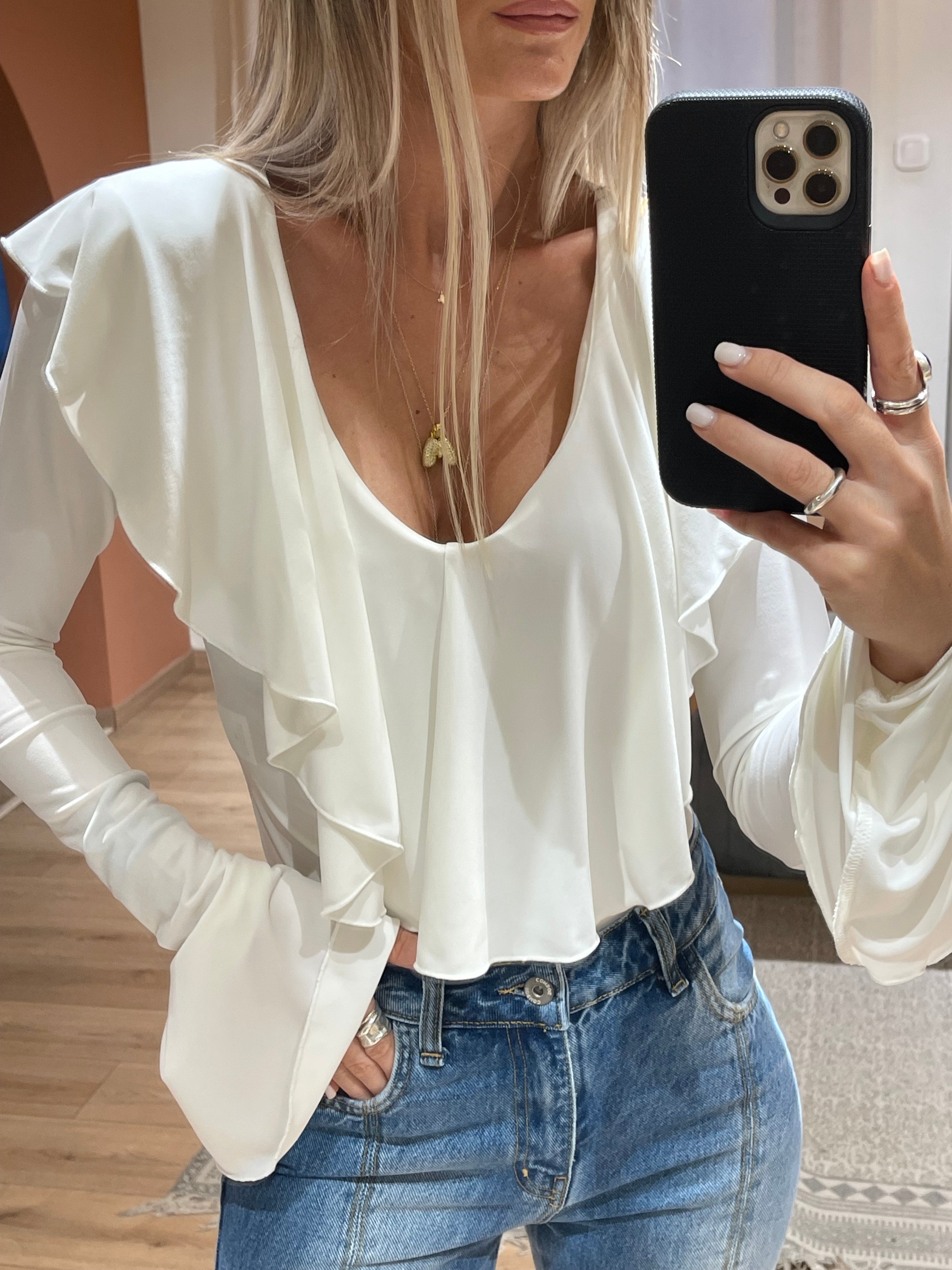 Bodysuit Ruffles Ecru