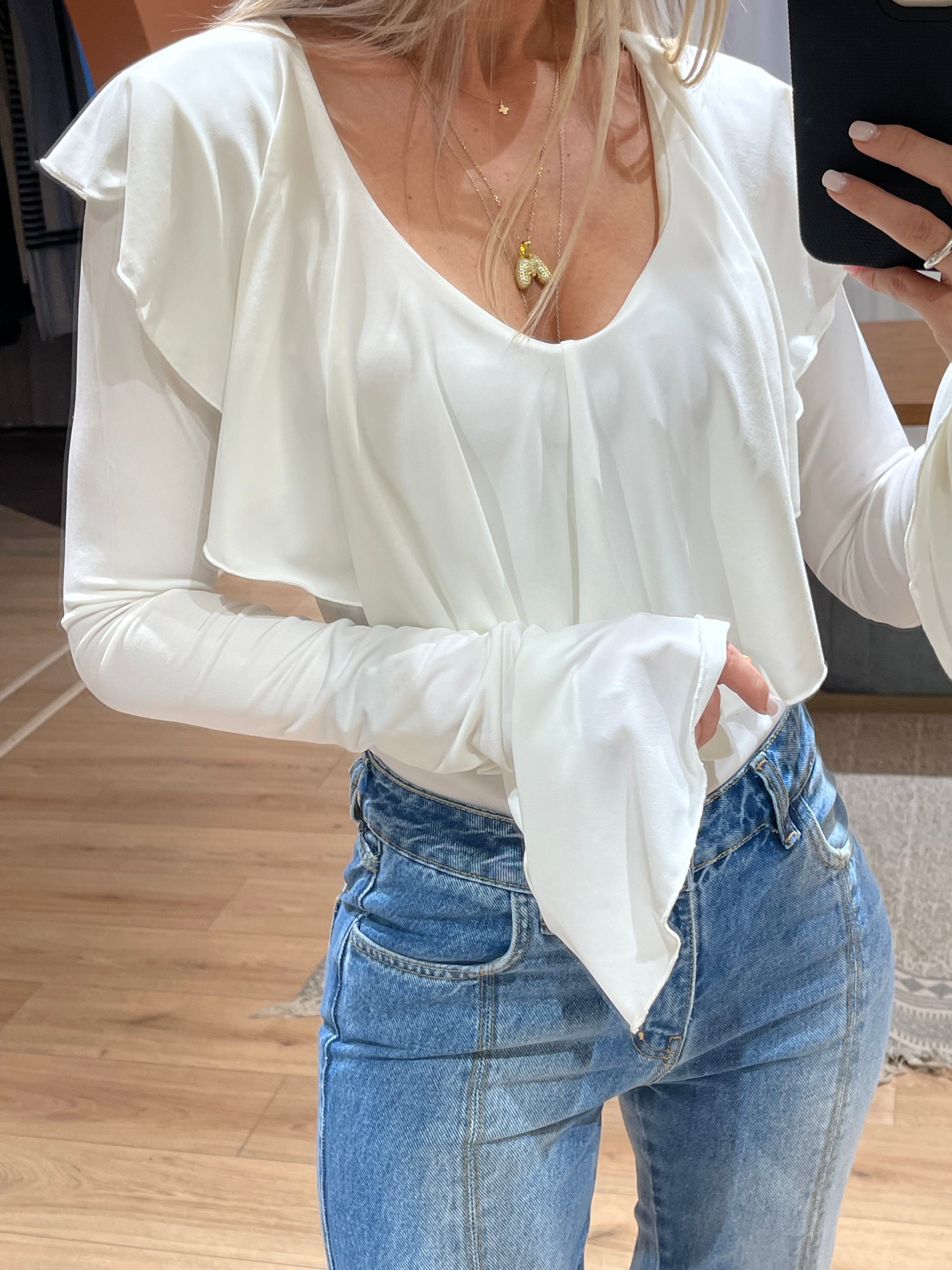 Bodysuit Ruffles Ecru