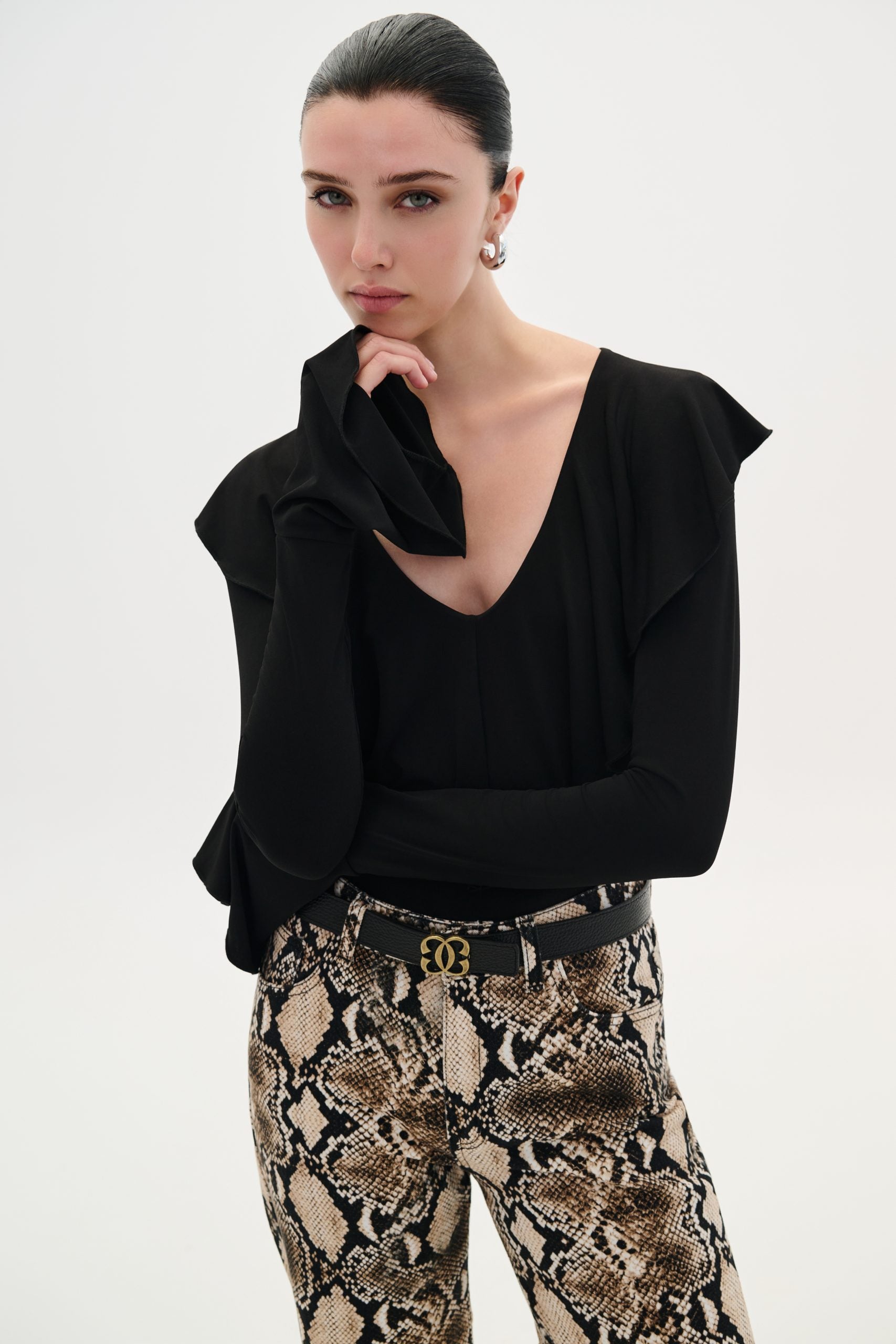 Bodysuit Ruffles Black