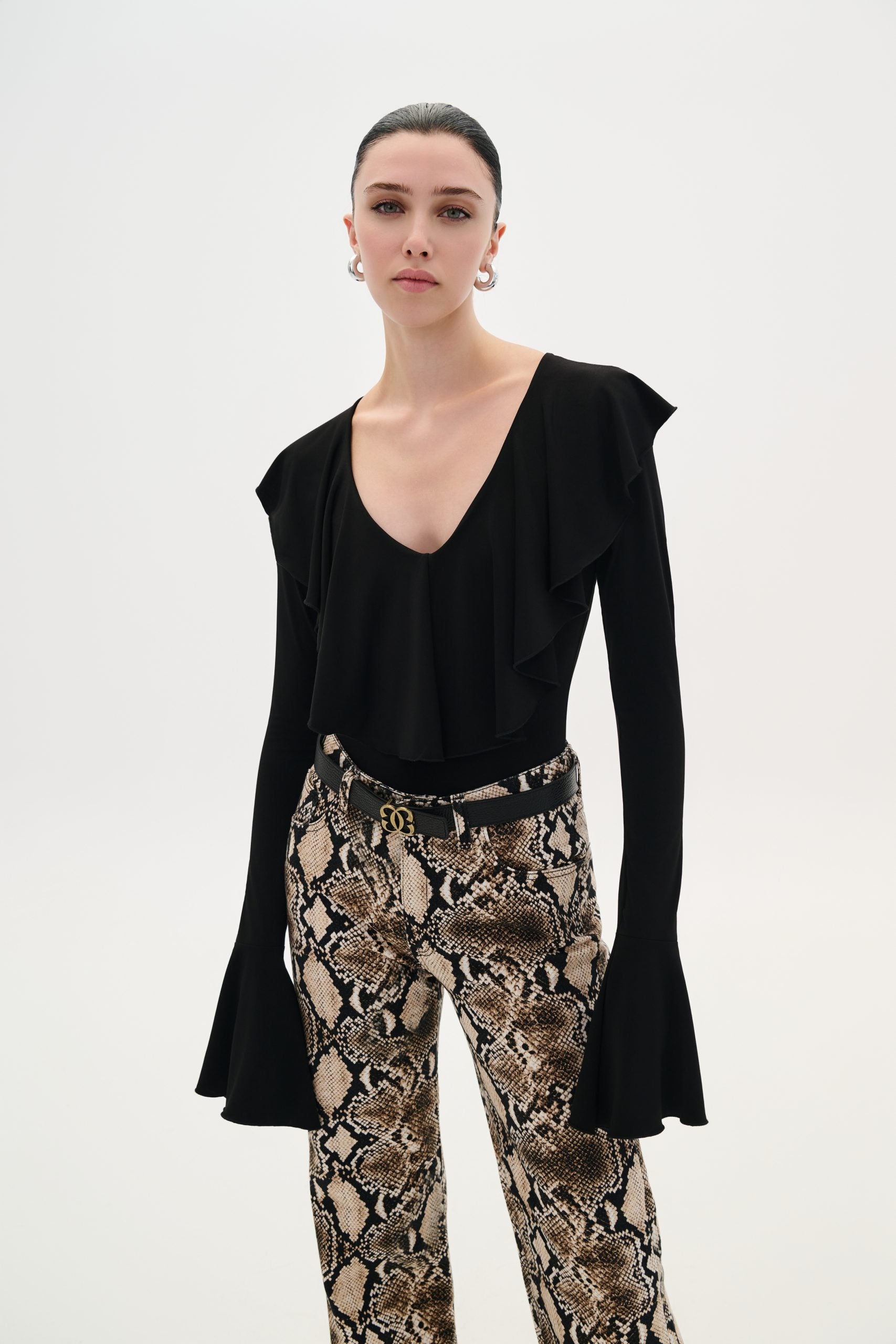 Bodysuit Ruffles Black