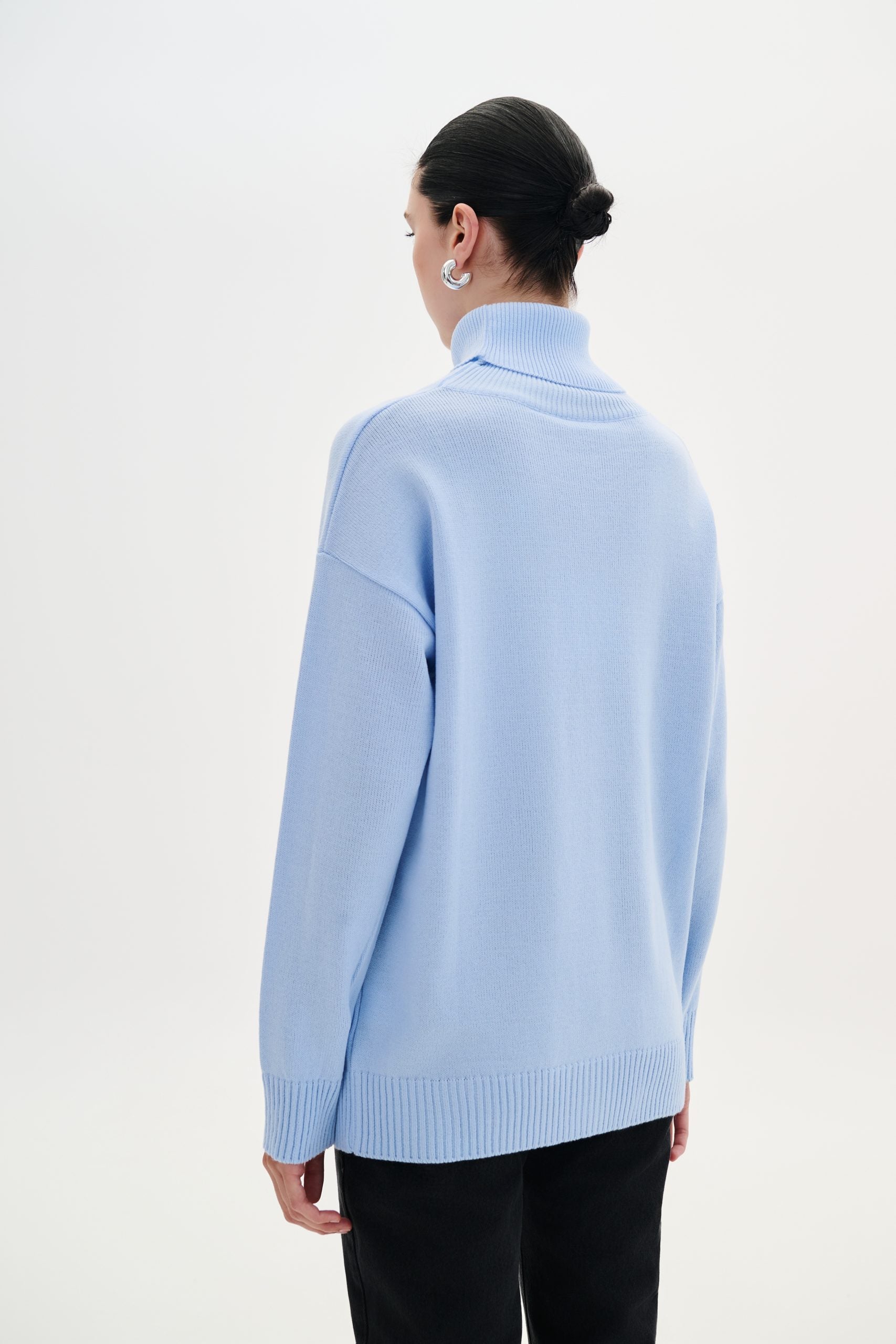 Blouse Turtleneck Basic - Ecru & Ciel