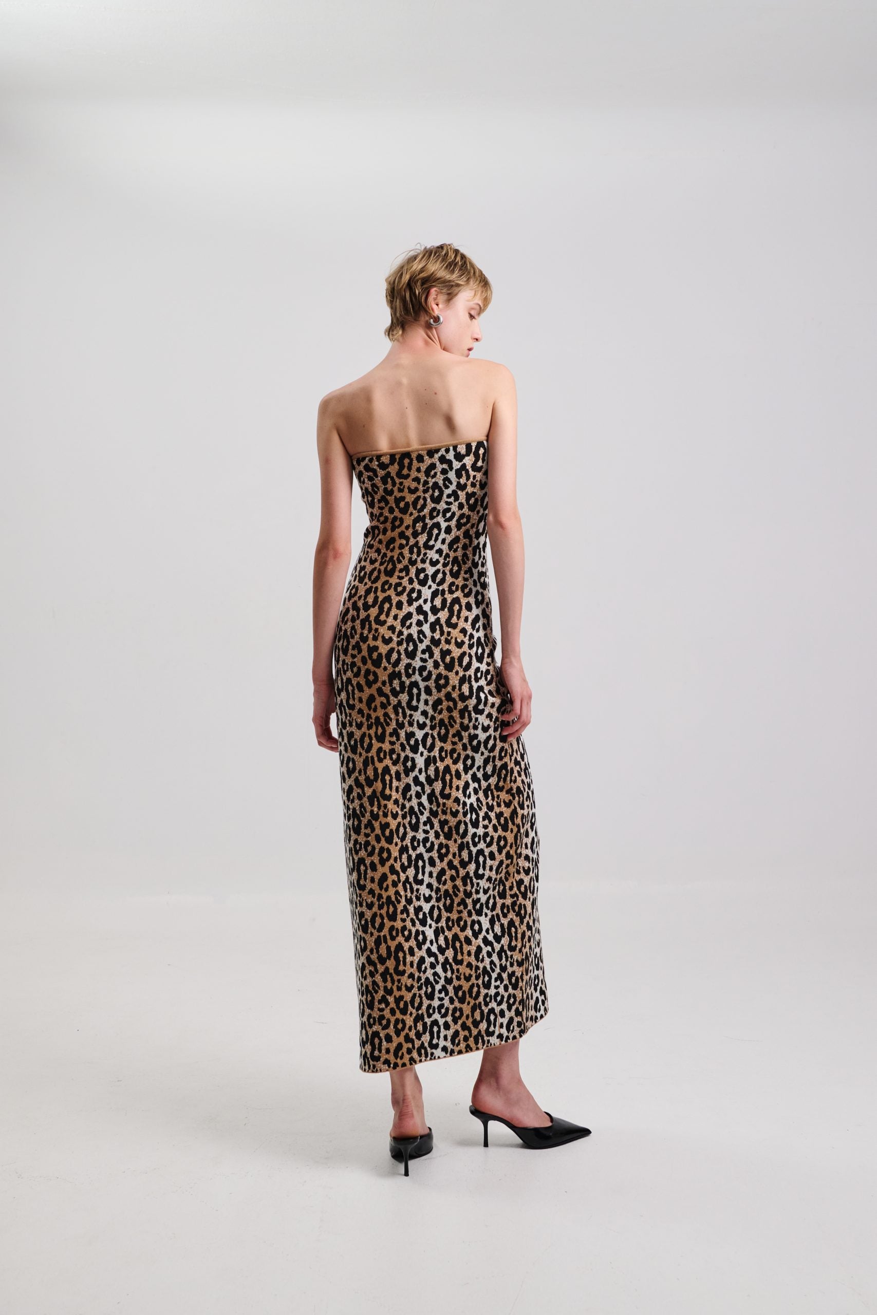 Dress Maxi Strapless Leopard