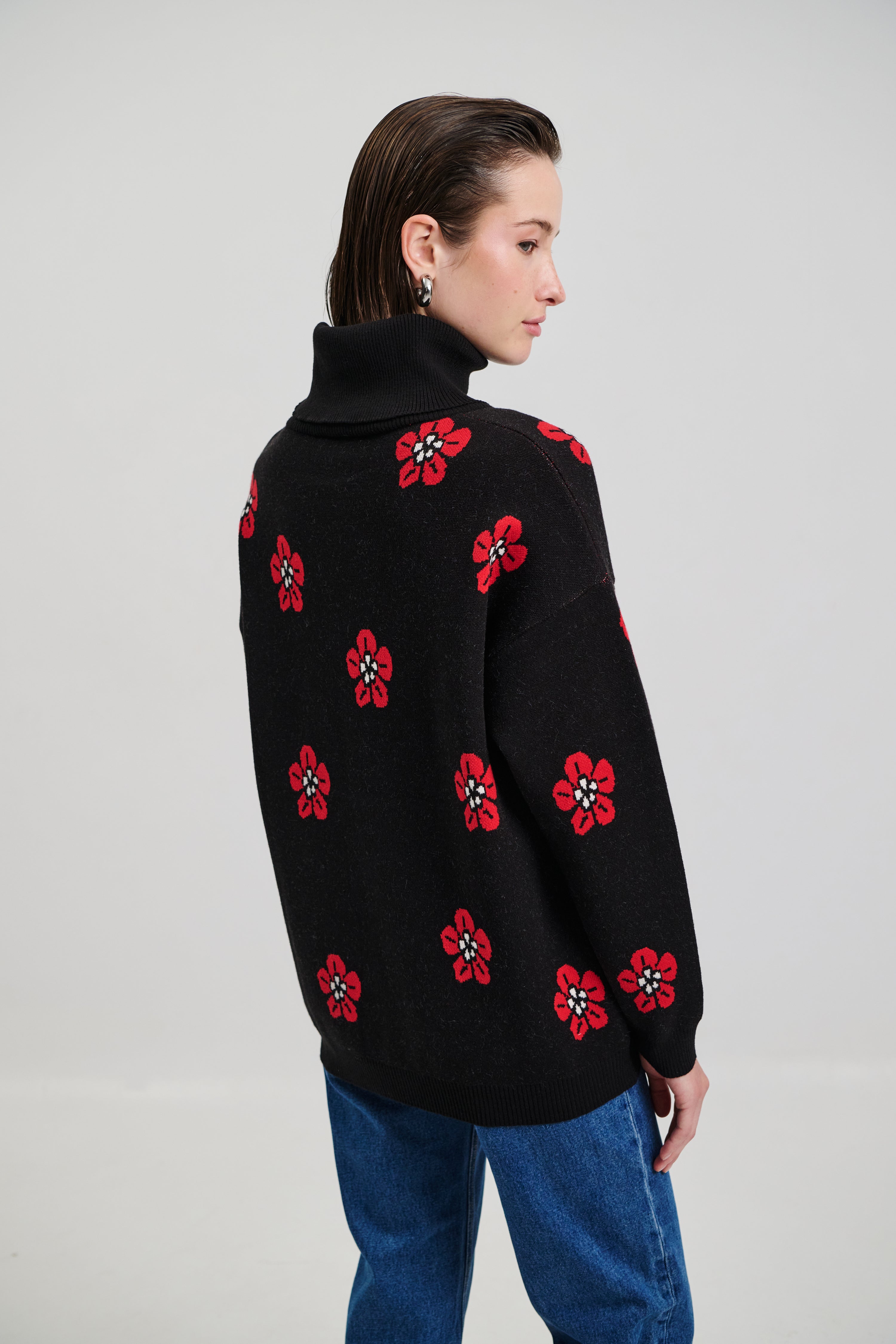 Blouse Turtleneck Flowers