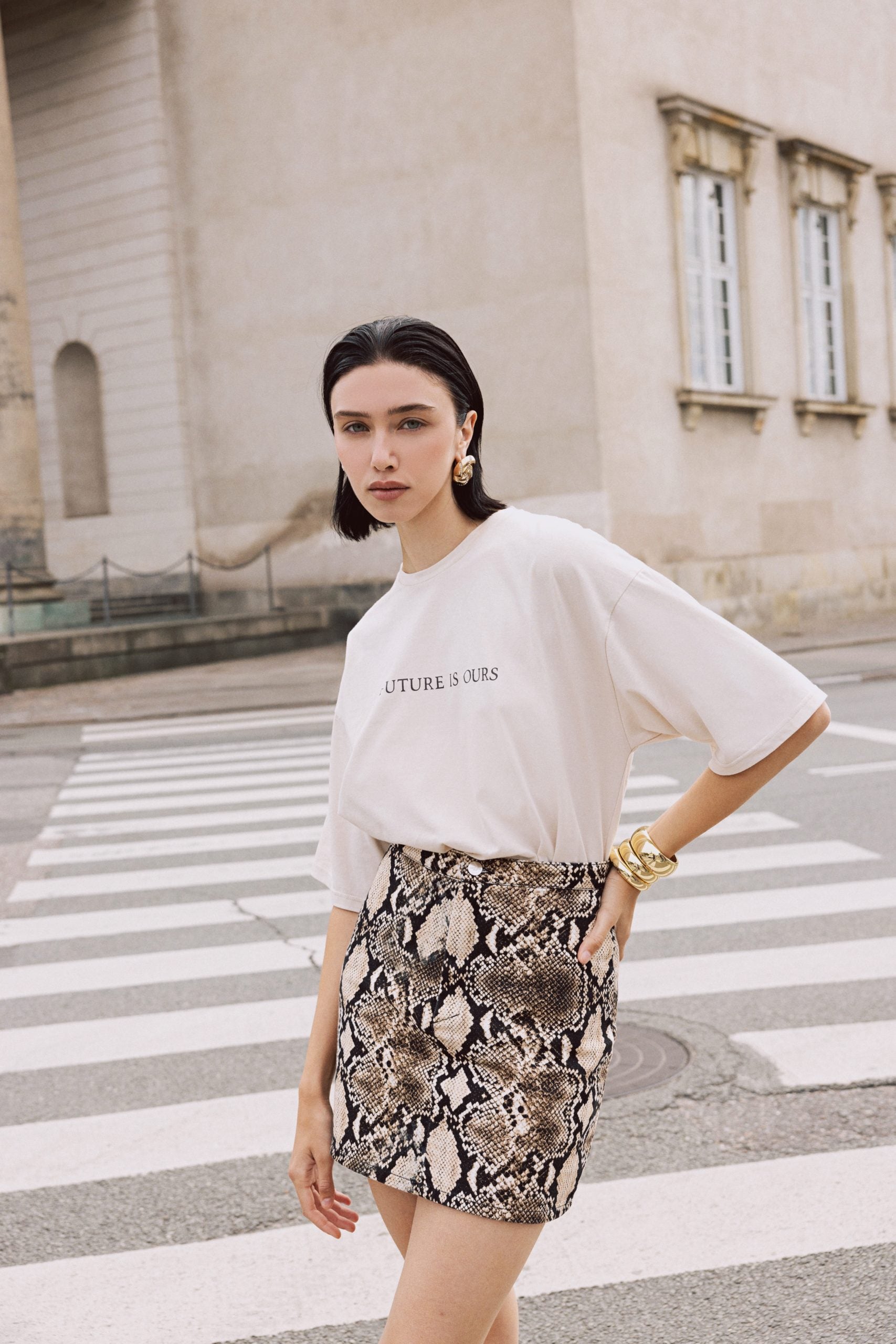Denim Skirt Mini Python