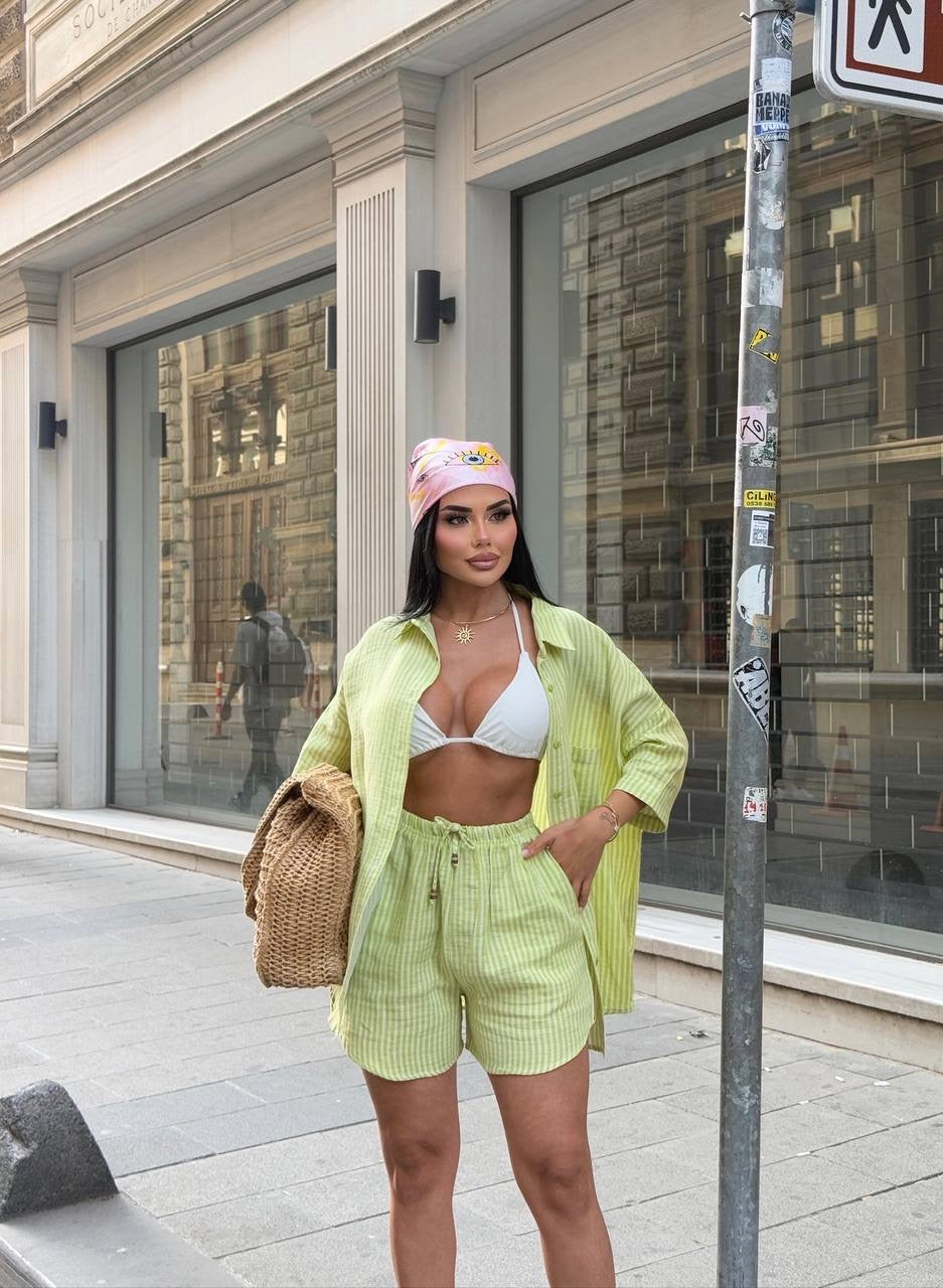Iriana Stripped Set - Lime