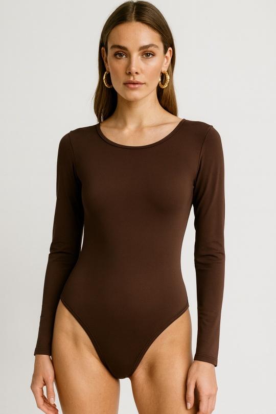 AVA BODYSUIT OPEN BACK - BROWN