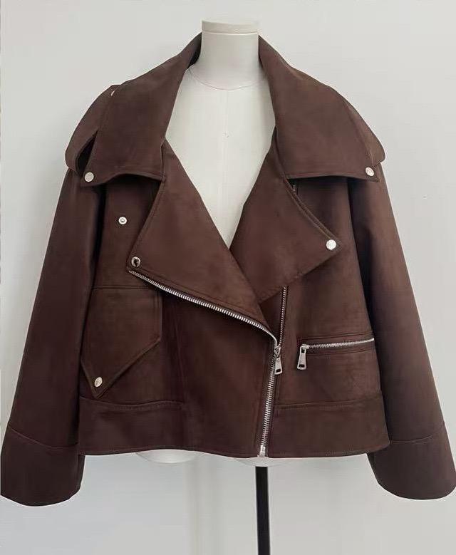AMELIA SUEDE JACKET - CHOCOLATE BROWN