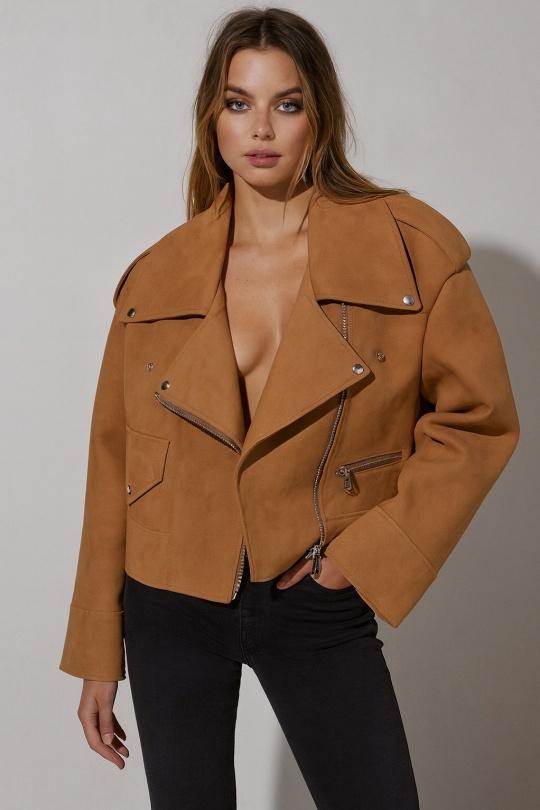 AMELIA SUEDE JACKET - CAMEL