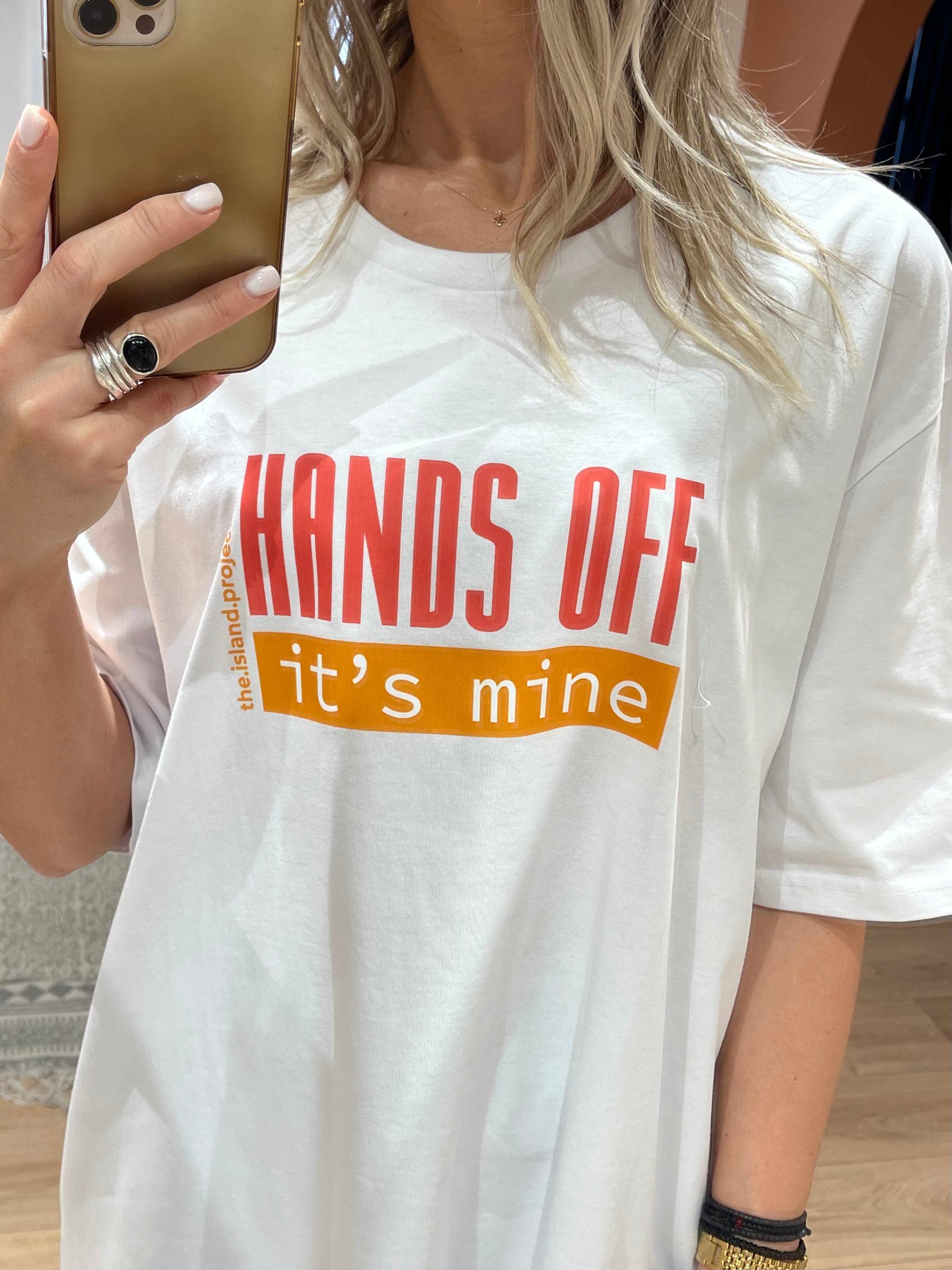 Unisex Oversized Tshirt “Hands Off” White