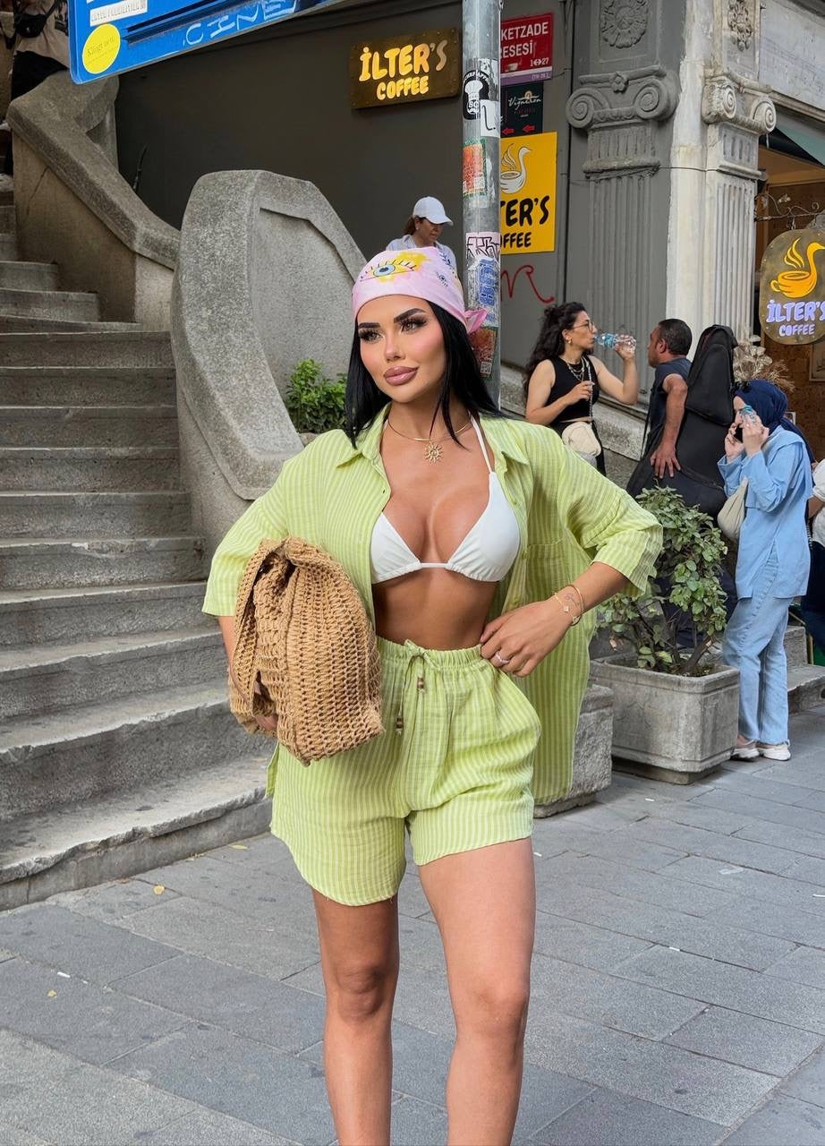 Iriana Stripped Set - Lime