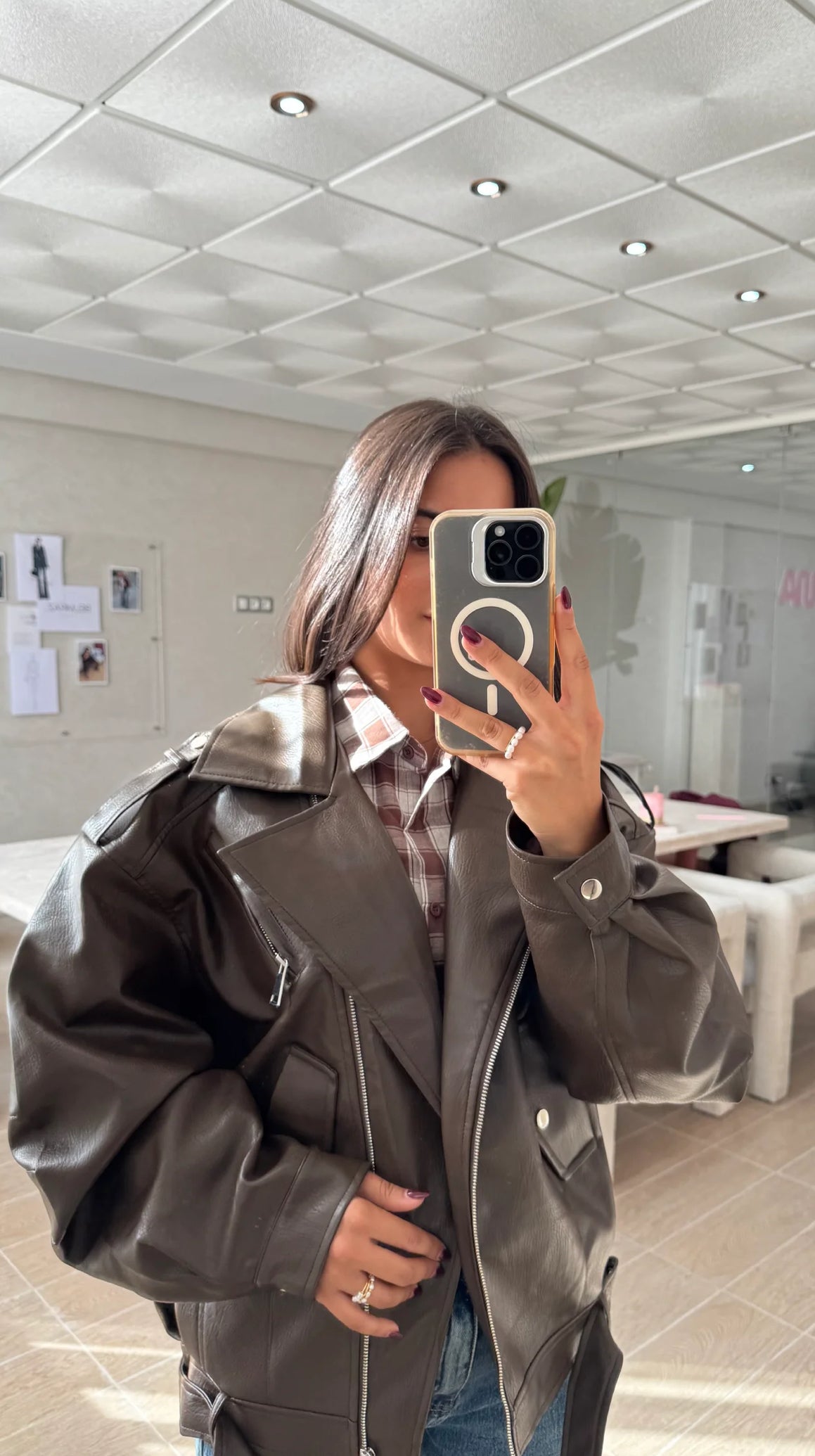 Lana Faux Leather Jacket - Brown