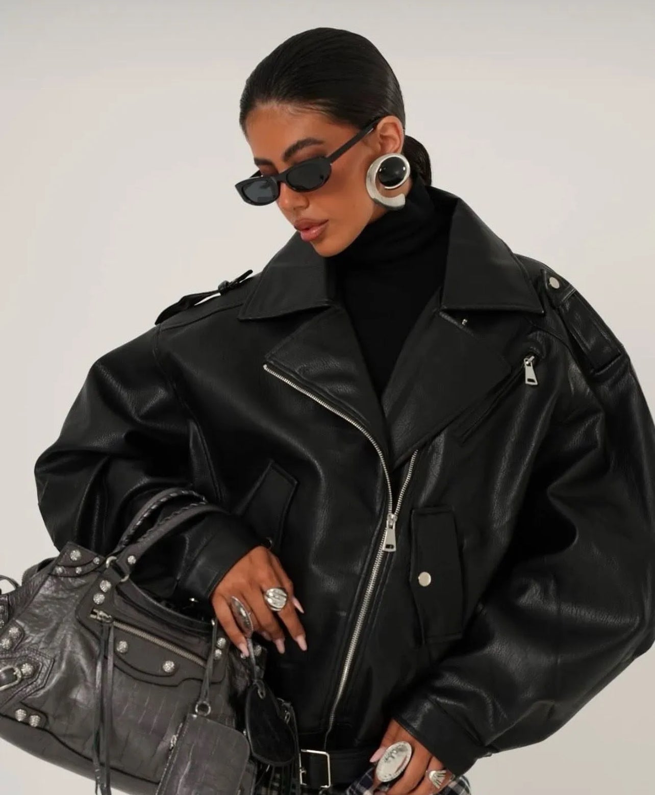 Lana Faux Leather Jacket - Black