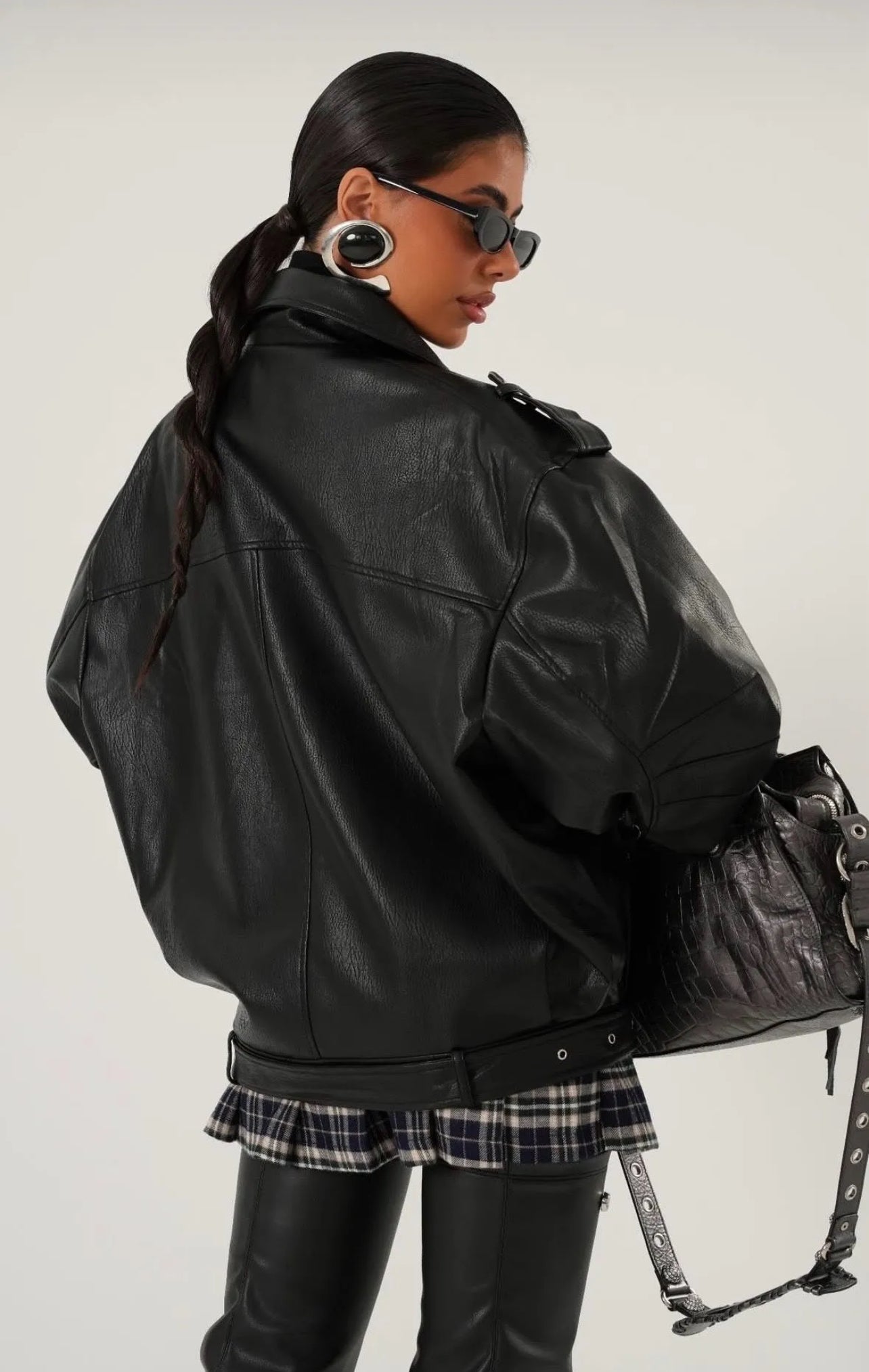 Lana Faux Leather Jacket - Black