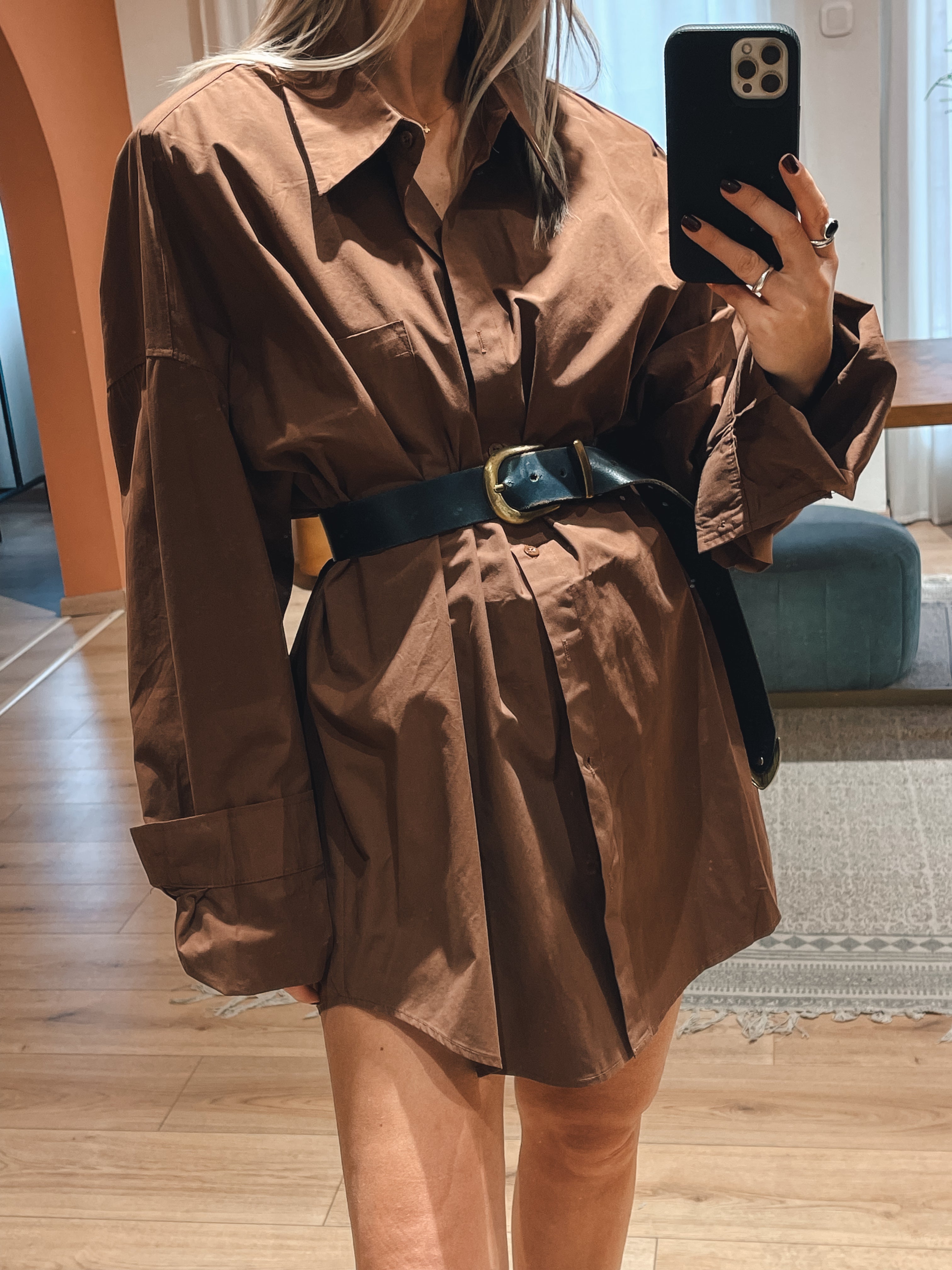 Grace Oversized Shirt - Brown