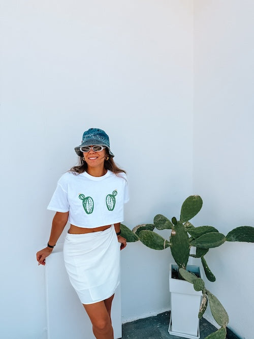 Unisex oversized crop top ‘κάκτους’ λευκό