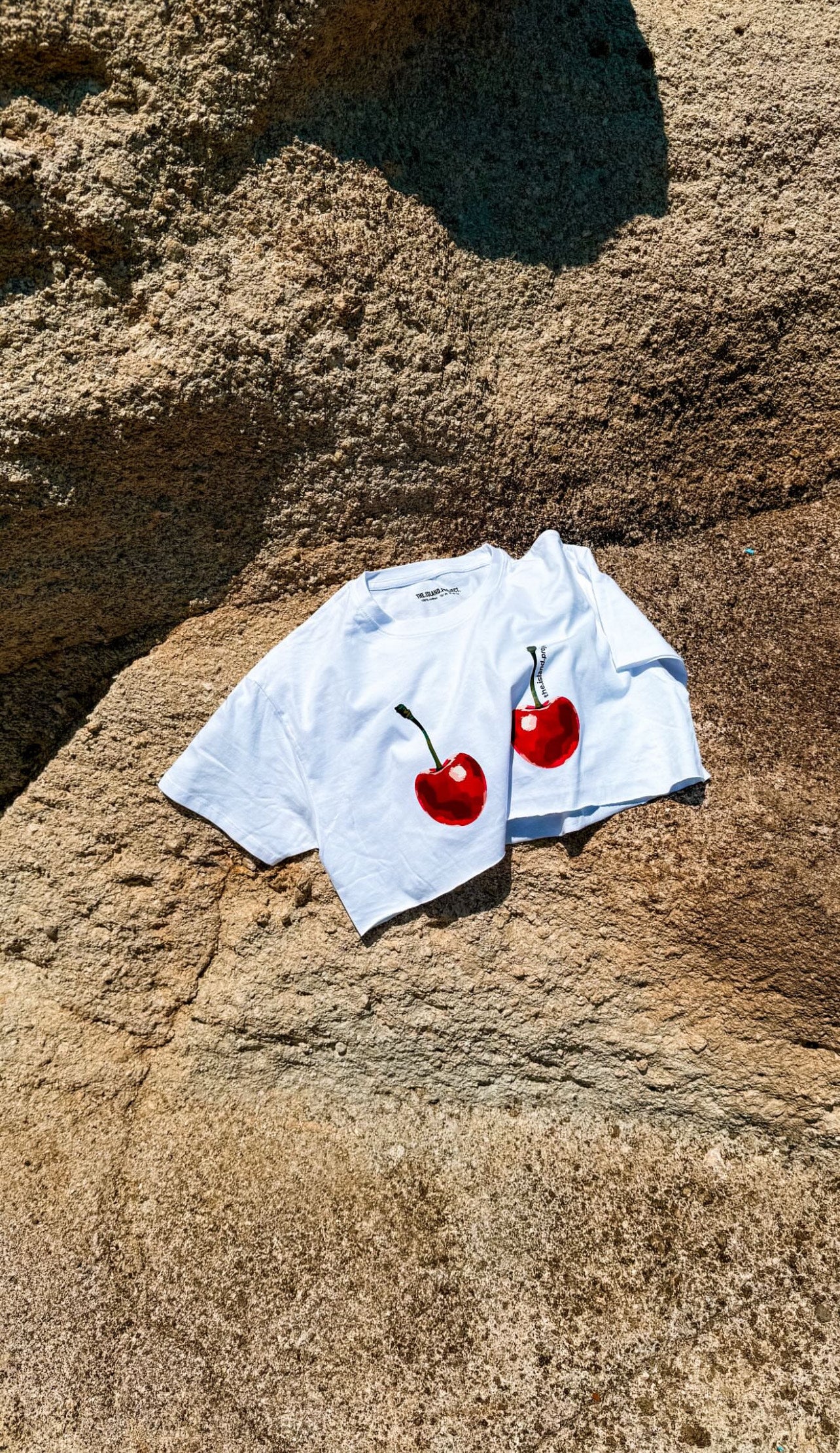 Unisex oversized crop top ‘κερασια’ λευκό