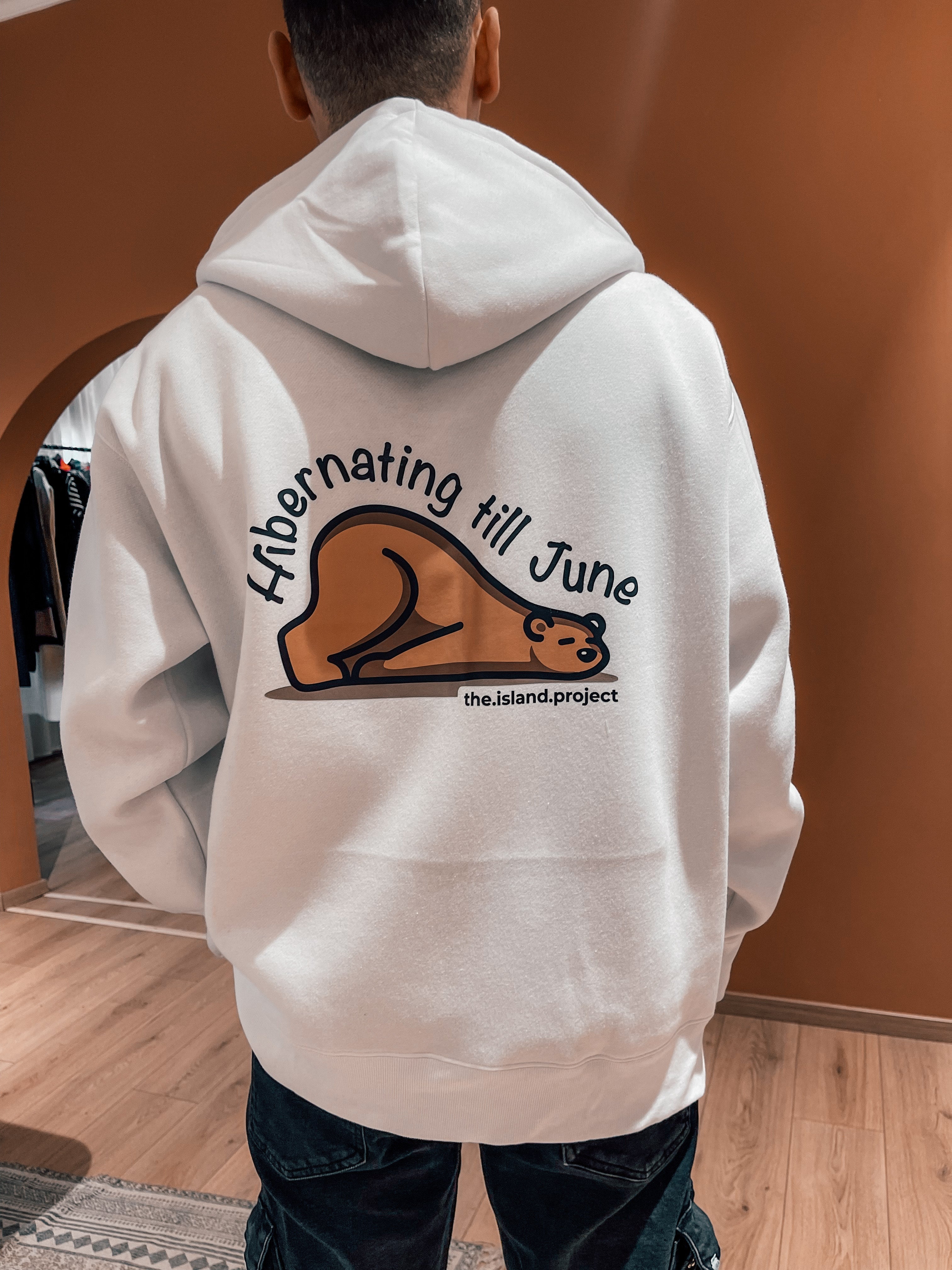 Unisex Oversized Zip Hoodie "Hibernating till June" ΜΑΥΡΗ