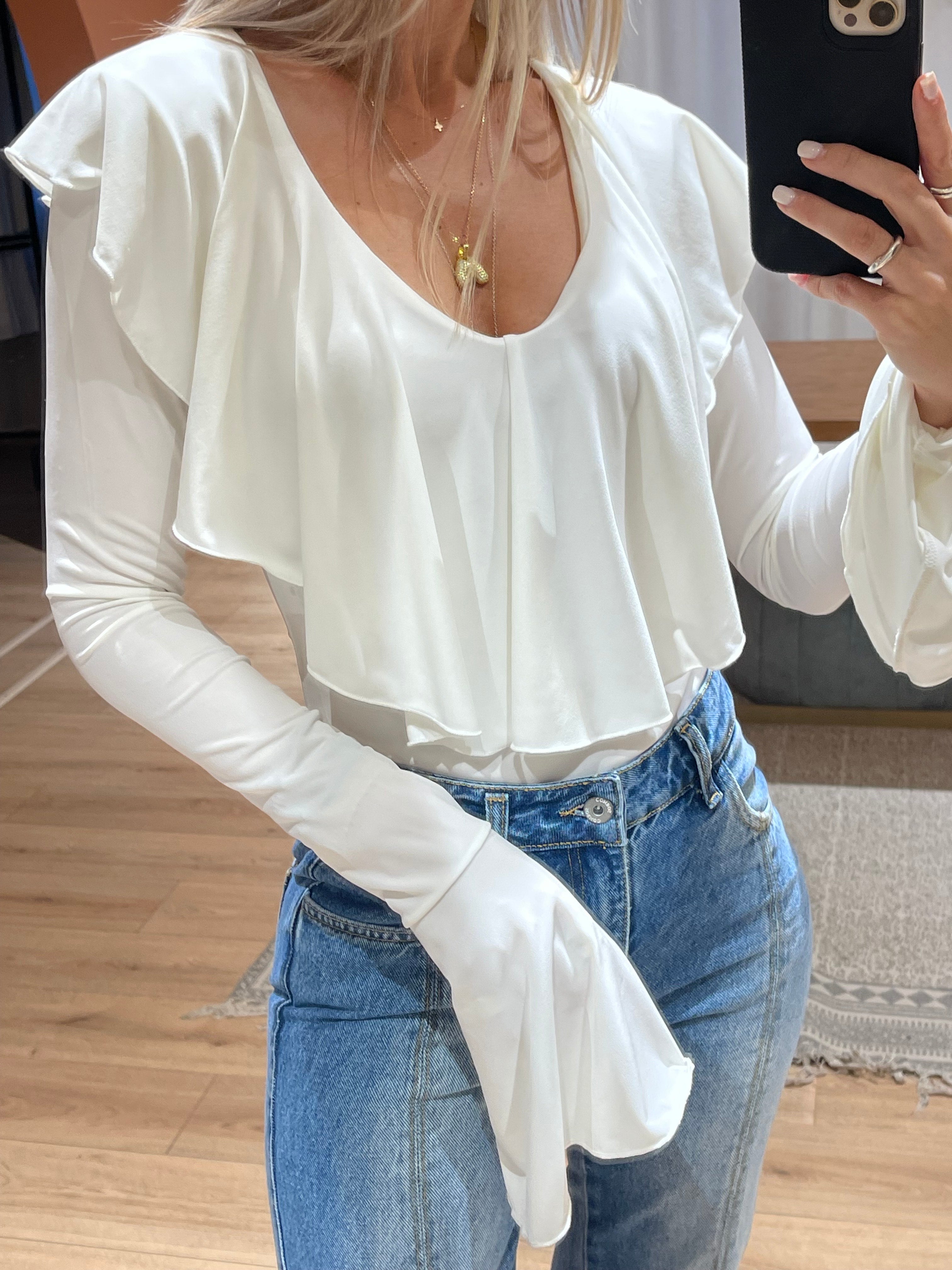 Bodysuit Ruffles Ecru