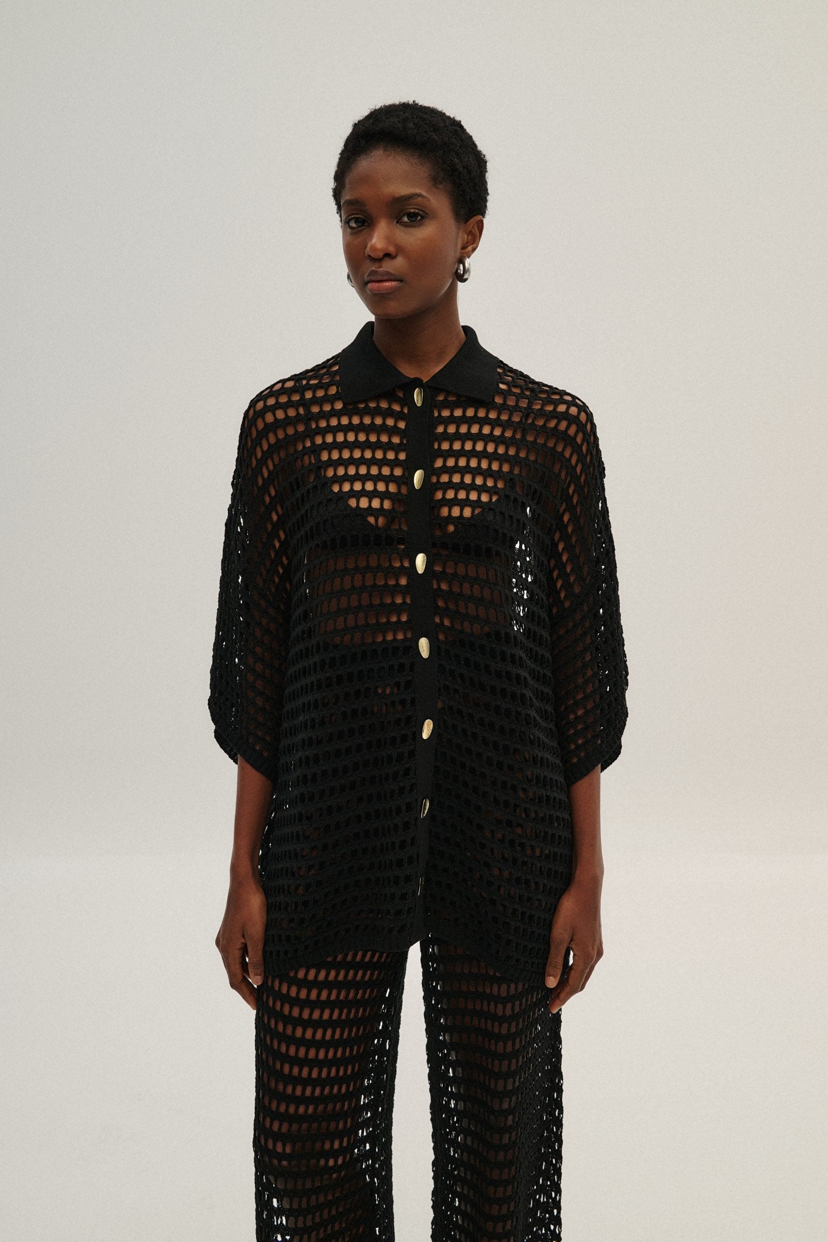 Blouse Net Gold Buttons