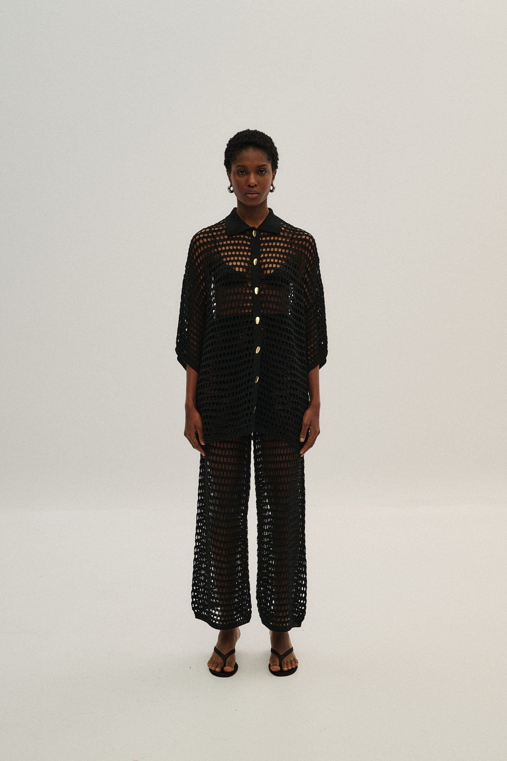 Blouse Net Gold Buttons