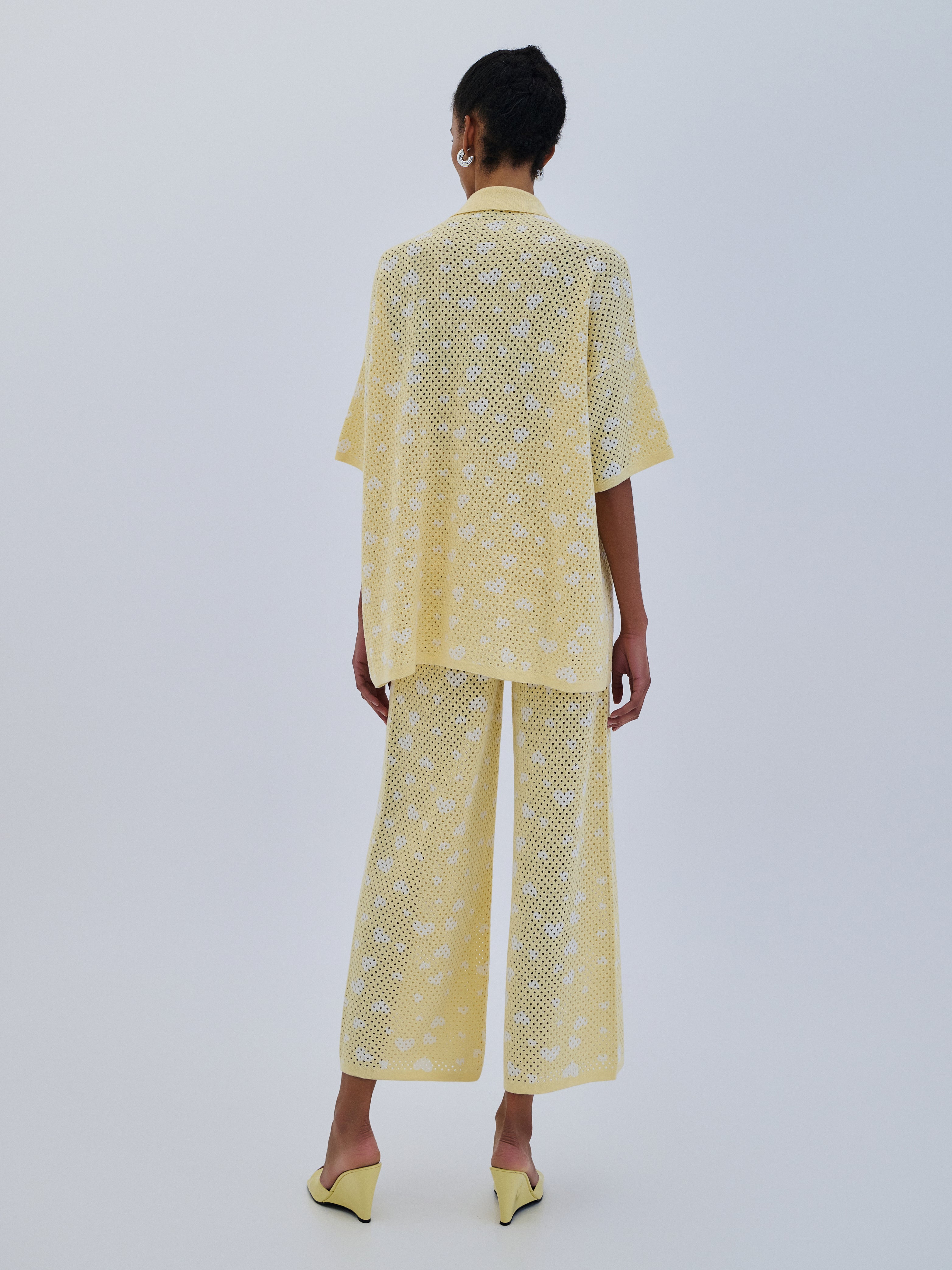 Cardigan Polo V Hearts - Banana