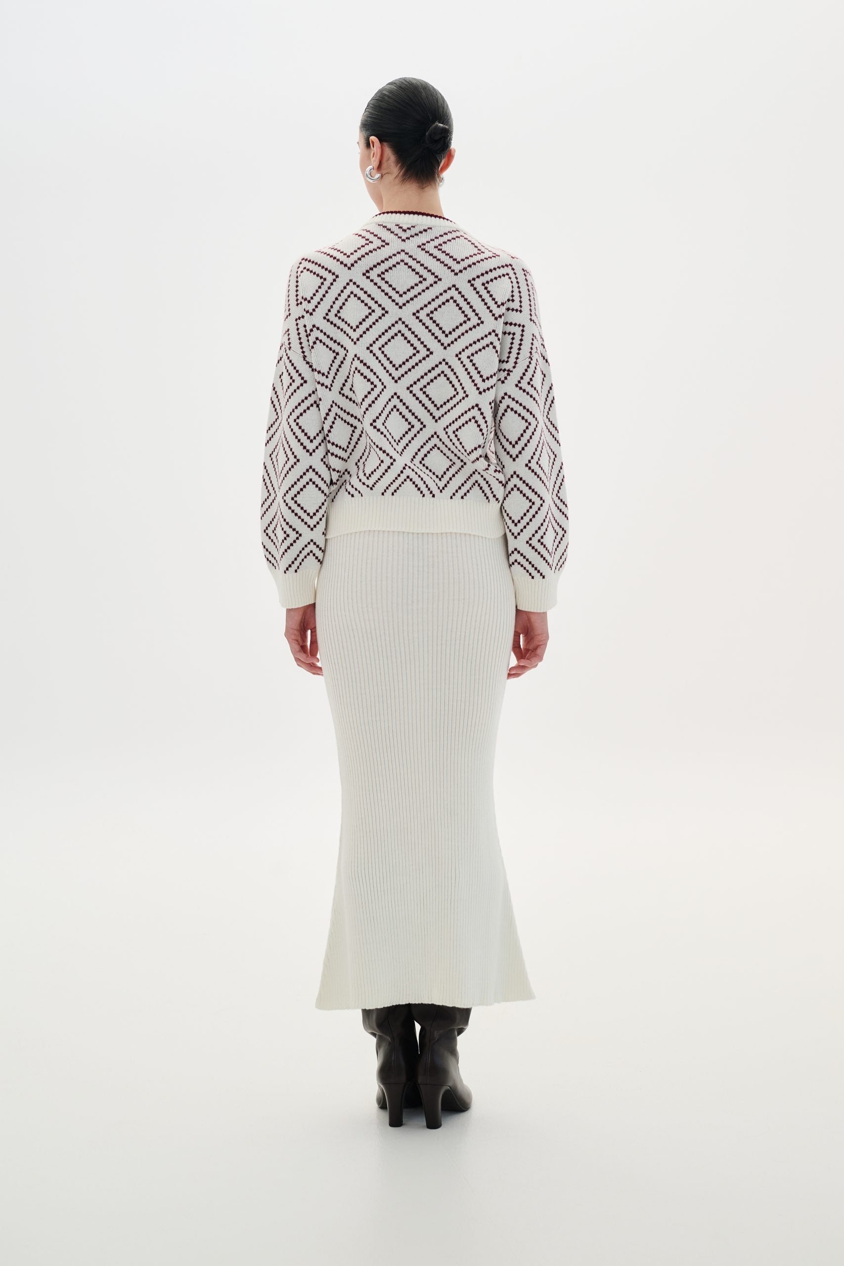 Skirt Maxi Flare - Ecru & Bordeaux