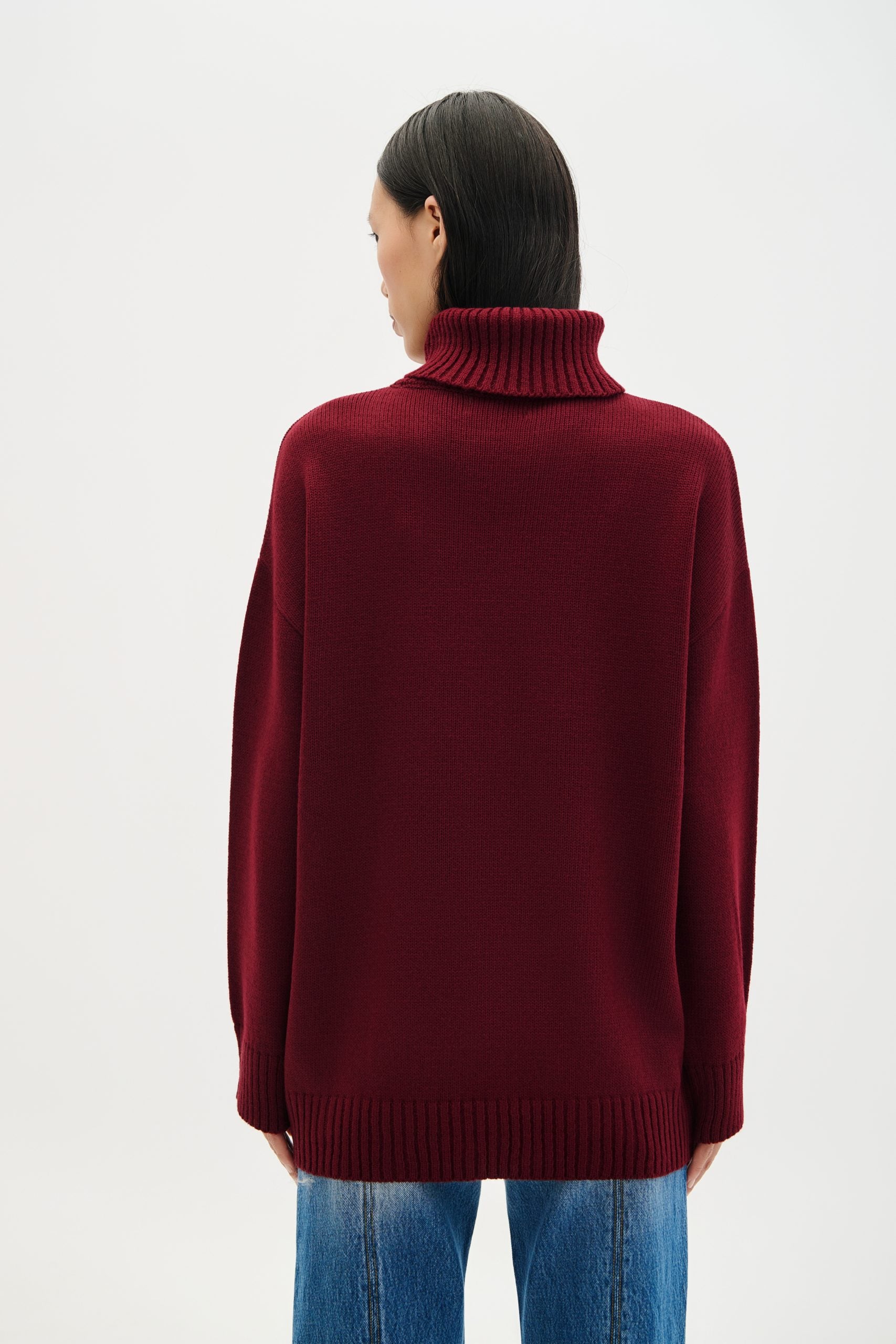 Blouse Turtleneck Basic - Bordeaux & Black