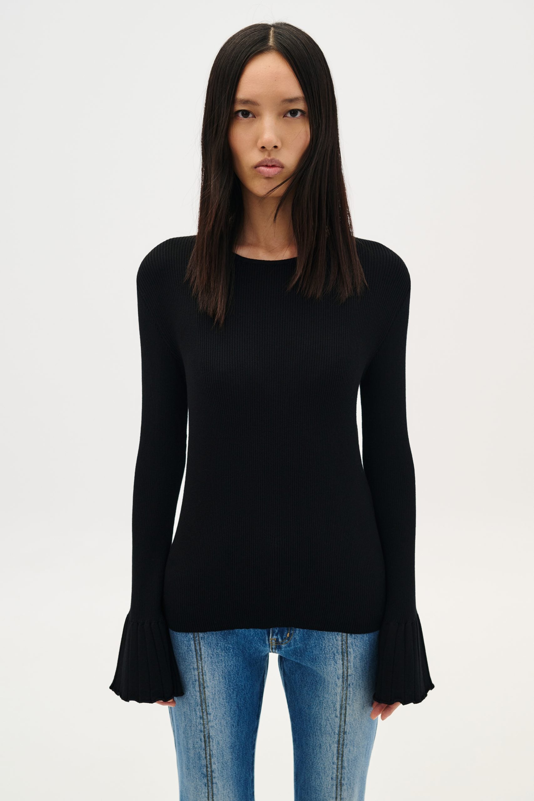 Blouse Ruffled - Black & Ecru