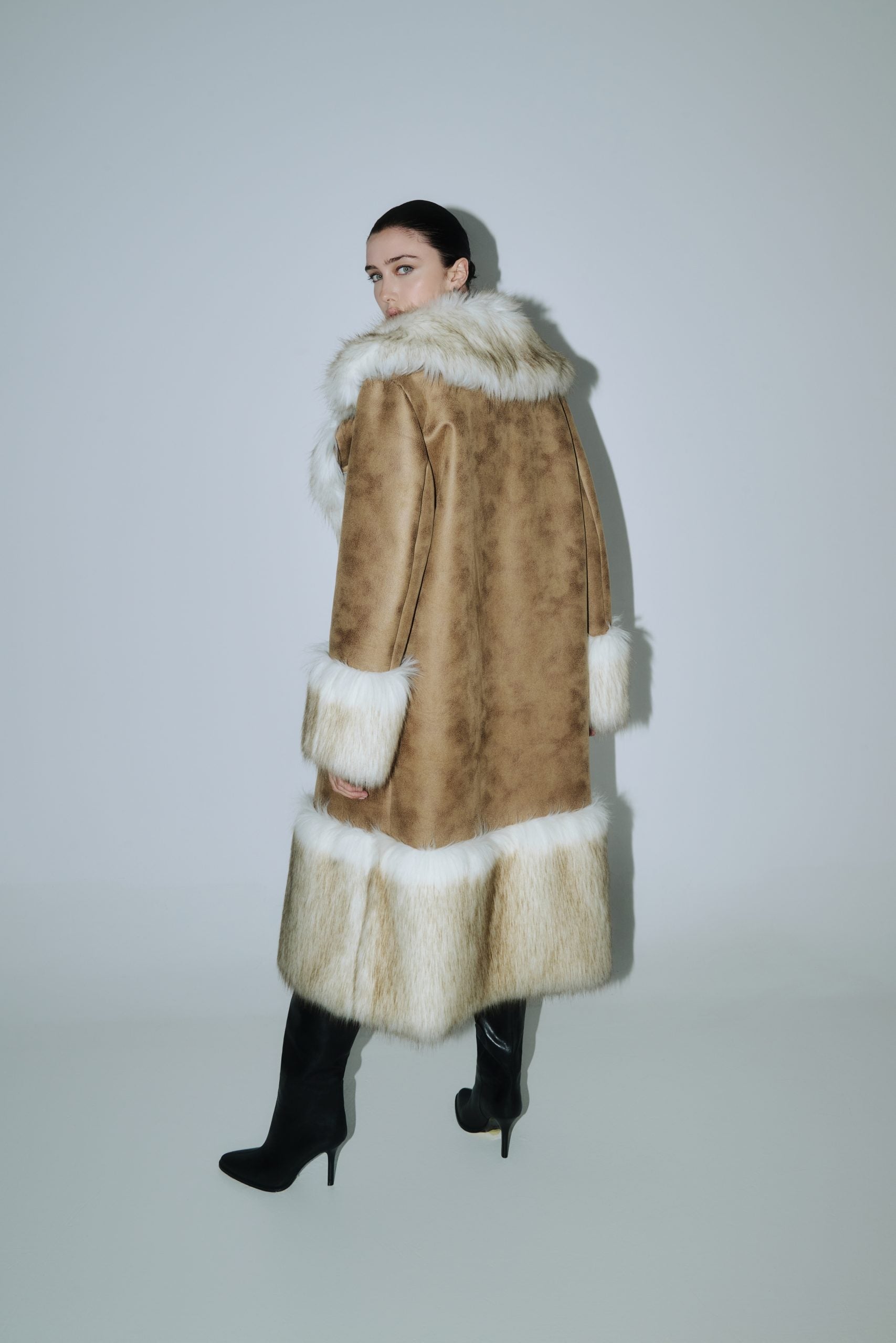 Mouton Coat With Faux Fur