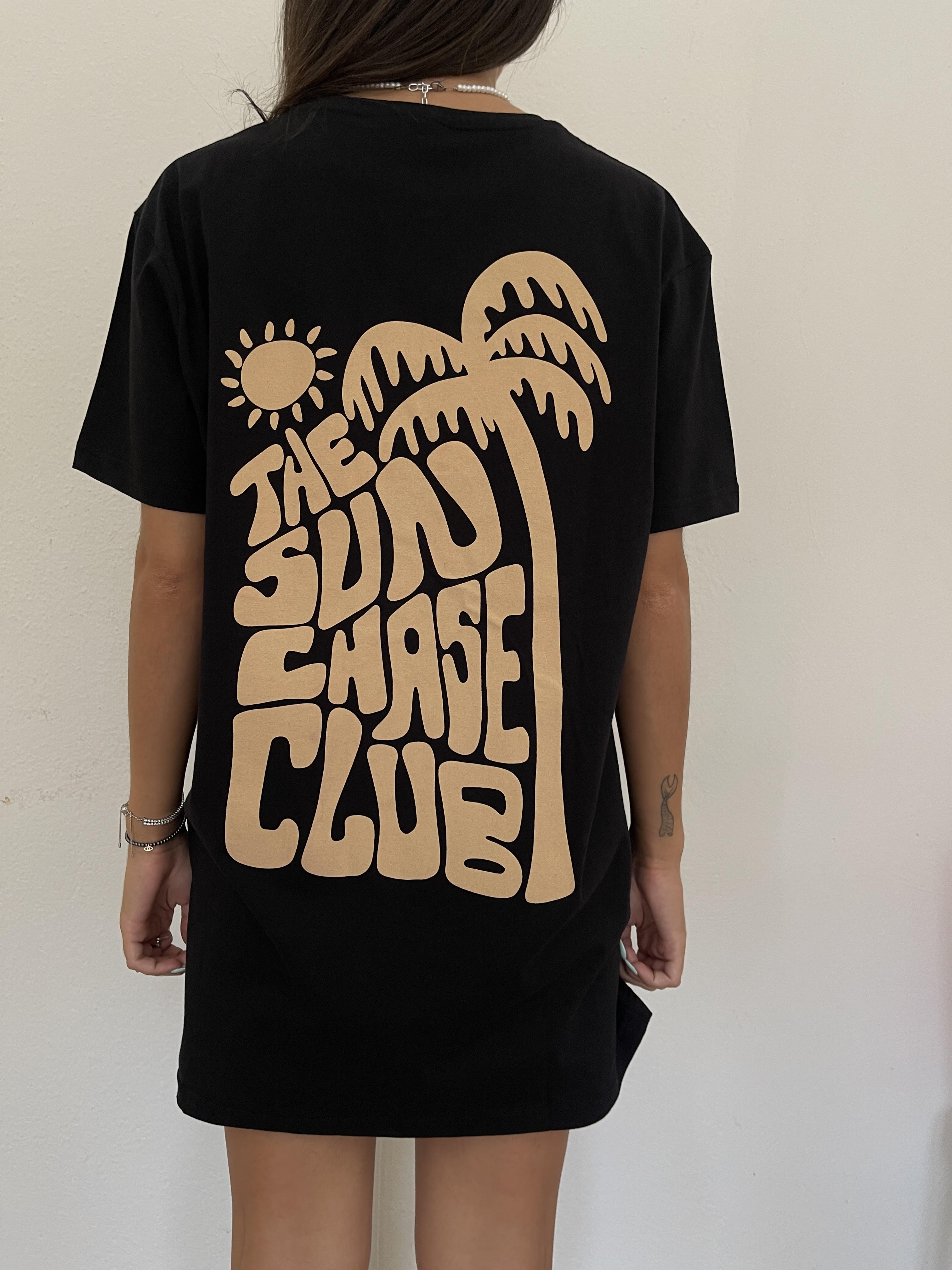 Black - Sun Chase Club Oversized Tee